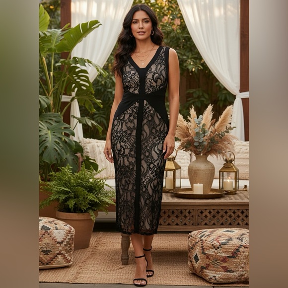 candalite Dresses & Skirts - Elegant Lace Black and Cream Dress